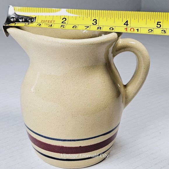 Vintage Robinson Ransbottom Pottery Roseville Ohio #850 1 Qt Pitcher Blue & Red - Picture 11 of 15